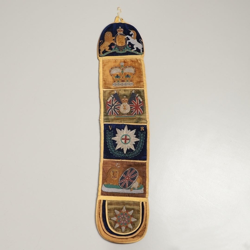 519 - A VICTORIAN BEADWORK BANNER, PROBABLY BY A SOLDIER SERVING IN INDIA. A fine beadwork banner worked w... 