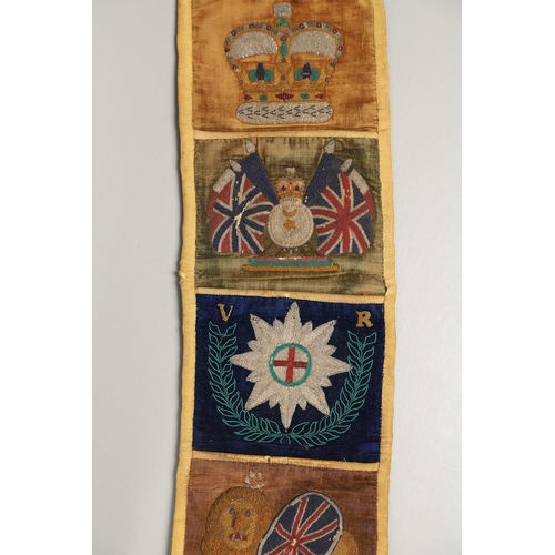 519 - A VICTORIAN BEADWORK BANNER, PROBABLY BY A SOLDIER SERVING IN INDIA. A fine beadwork banner worked w... 