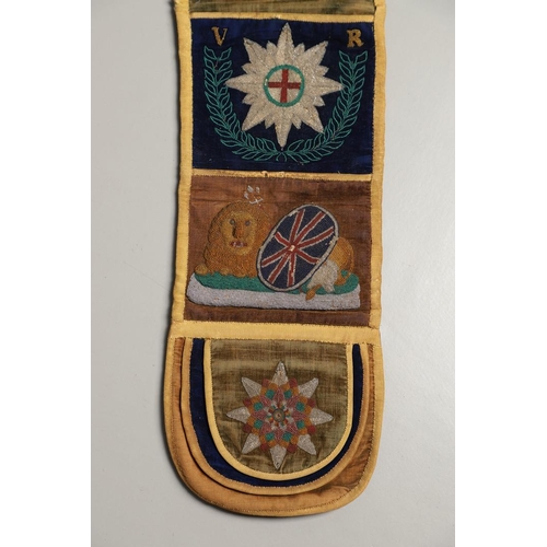 519 - A VICTORIAN BEADWORK BANNER, PROBABLY BY A SOLDIER SERVING IN INDIA. A fine beadwork banner worked w... 