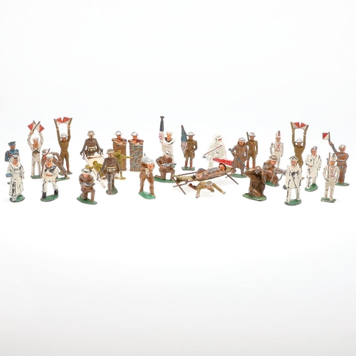 520 - A COLLECTION OF EARLY AMERICAN PAINTED LEAD TOY SOLDIERS. A mixed collection of toy soldiers includi... 