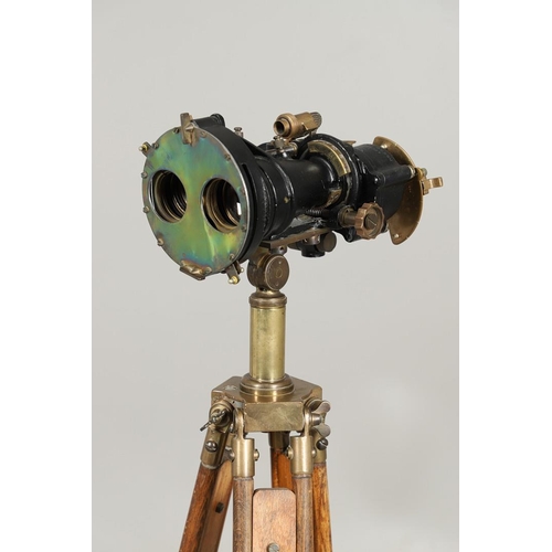 523 - A SECOND WORLD WAR OR LATER MILITARY BINOCULAR TELESCOPE GUNSIGHT ON TRIPOD BASE. A pair of Ross 7 x... 