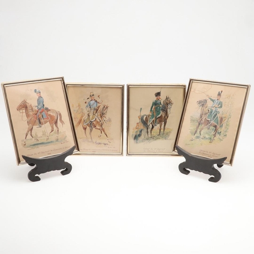 551 - RICHARD KNOTEL (1857-1914), FOUR MILITARY UNIFORM STUDIES. A collection of four watercolour studies ... 