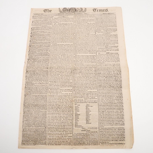 553 - A FACSIMILE COPY OF THE TIMES FOR NOVEMBER 7TH 1805. The Times for the 7th November 1805 contained V... 