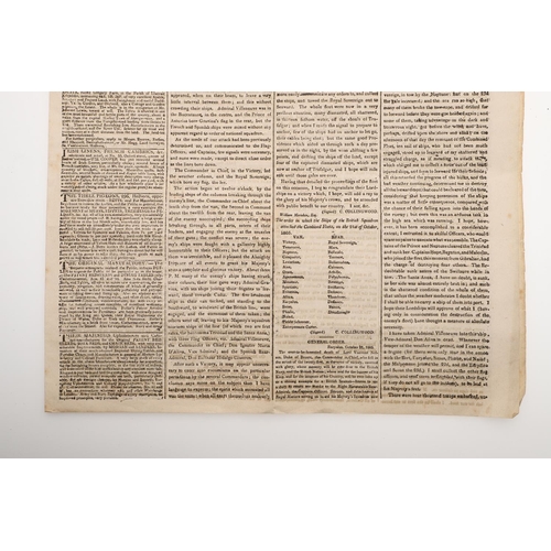 553 - A FACSIMILE COPY OF THE TIMES FOR NOVEMBER 7TH 1805. The Times for the 7th November 1805 contained V... 