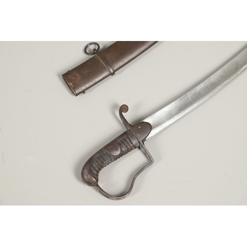57 - A 1796 PATTERN LIGHT CAVALRY TROOPERS SWORD AND SCABBARD. With an 83cm curved broad blade with wide ... 