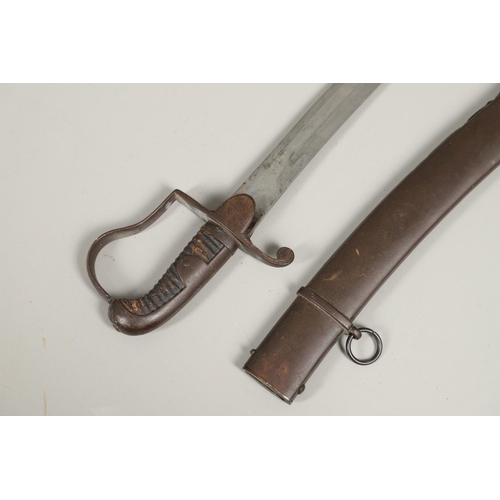 57 - A 1796 PATTERN LIGHT CAVALRY TROOPERS SWORD AND SCABBARD. With an 83cm curved broad blade with wide ... 