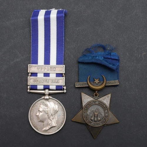 584 - A TWO CLASP EGYPT PAIR TO THE ROYAL MARINES LIGHT INFANTRY. An Egypt Medal 1882-89 with undated reve... 