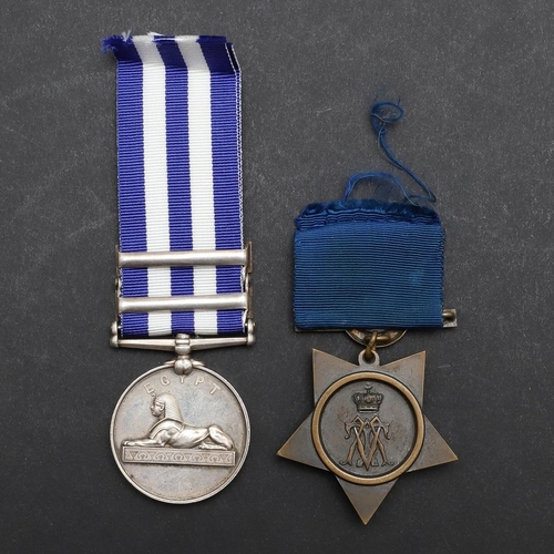 584 - A TWO CLASP EGYPT PAIR TO THE ROYAL MARINES LIGHT INFANTRY. An Egypt Medal 1882-89 with undated reve... 