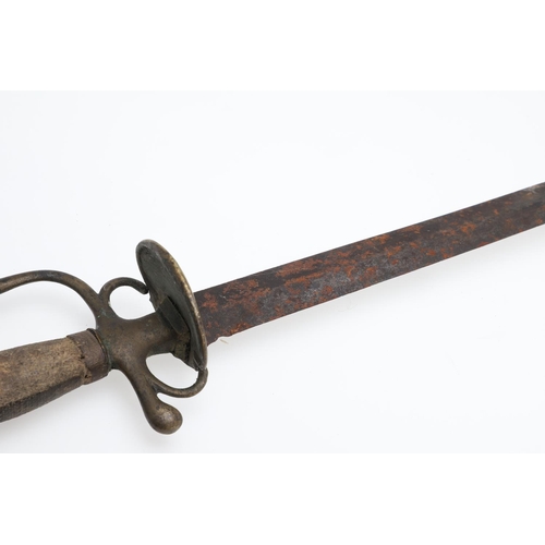 59 - A MID 18TH CENTURY SHORT SWORD. With a 64cm tapering double edged blade, with single 's callop shell... 