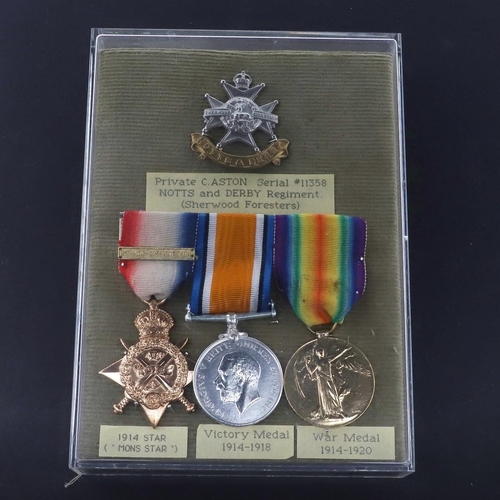 600 - A FIRST WORLD WAR TRIO TO THE SHERWOOD FORESTERS. A Great War trio comprising 1914 Star with copy Au... 