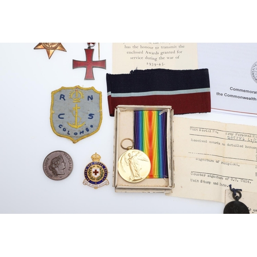 609 - A FIRST WORLD VICTORY MEDAL TO A DECORATED TANK DRIVER AND CASUALTY WITH THE R.A.F. WITH A COLLECTIO... 