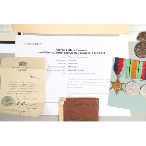 627 - A GROUP OF THREE SECOND WORLD WAR MEDALS AND DOCUMENTS ATTRIBUTED TO THE NEWMAN FAMILY. A collection... 