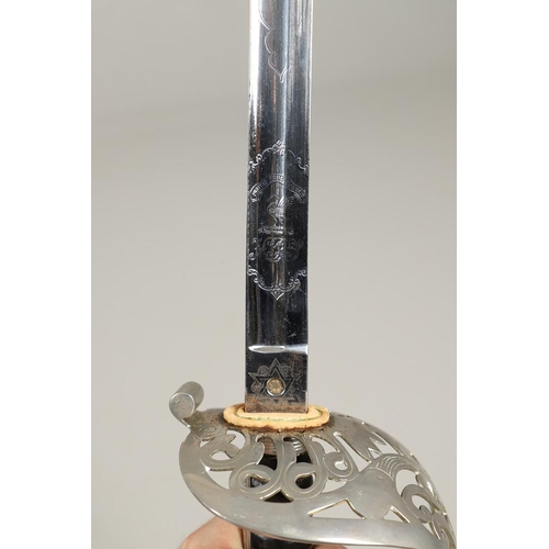 65 - A BRITISH HEAVY CAVALRY OFFICER's  SWORD BY WILKINSON MADE FOR LT.COL SYKES WHO COMMANDED THE DENBIG... 