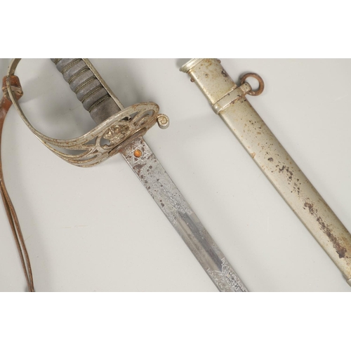 66 - AN 1827 PATTERN RIFLE OFFICER's  SWORD AND SCABBARD AND ANOTHER. A Rifle Officer's  sword with an 81... 