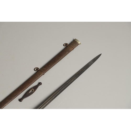 70 - AN 1828 PATTERN KINGS OWN BORDERERS BASKET HILT SWORD AND SCABBARD. With an 83cm pointed blade with ... 