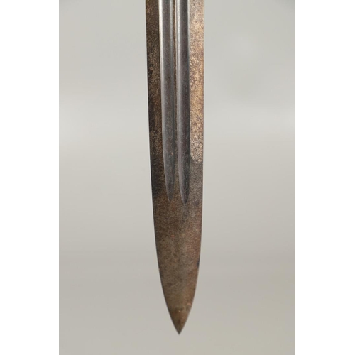 71 - A 19TH CENTURY SCOTTISH BROADSWORD. With a broad, pointed 71cm blade with double fullers, straight c... 