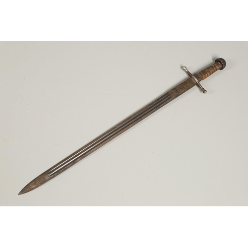 71 - A 19TH CENTURY SCOTTISH BROADSWORD. With a broad, pointed 71cm blade with double fullers, straight c... 