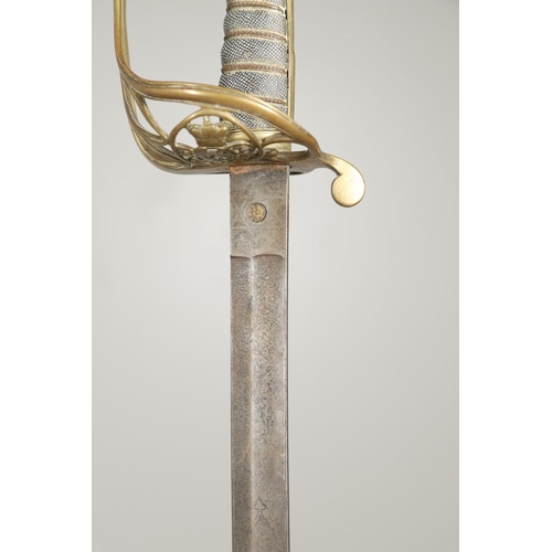 77 - A VICTORIAN 1845 PATTERN SWORD. With an 82cm slightly curved fullered and pointed blade with flat ba... 