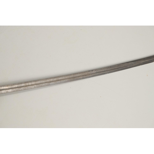 77 - A VICTORIAN 1845 PATTERN SWORD. With an 82cm slightly curved fullered and pointed blade with flat ba... 