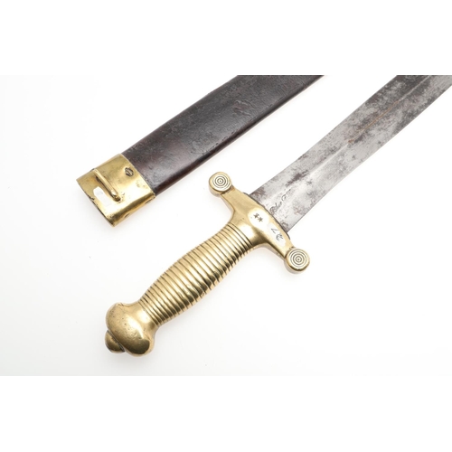 80 - AN 1831 PATTERN FRENCH ARTILLERY SHORT SWORD AND SCABBARD. With a 48cm double edged pointed blade wi... 