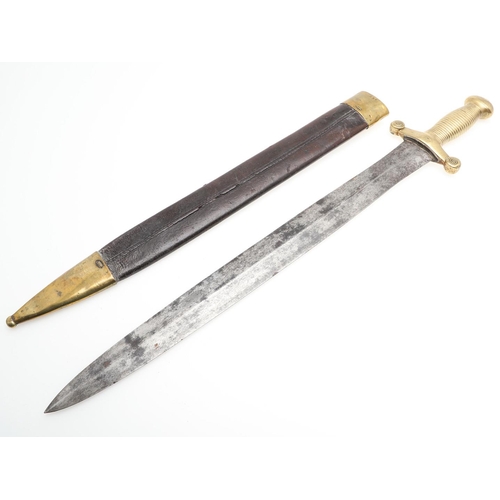 80 - AN 1831 PATTERN FRENCH ARTILLERY SHORT SWORD AND SCABBARD. With a 48cm double edged pointed blade wi... 