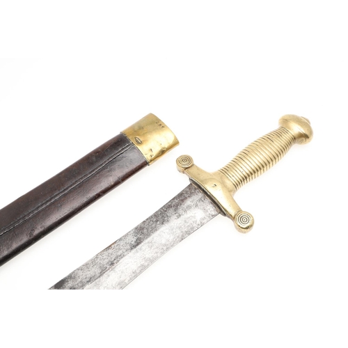 80 - AN 1831 PATTERN FRENCH ARTILLERY SHORT SWORD AND SCABBARD. With a 48cm double edged pointed blade wi... 