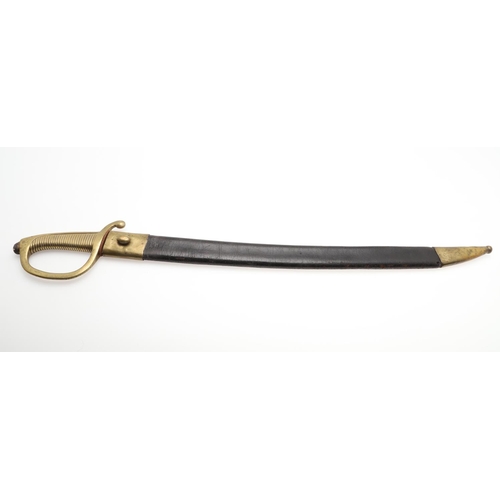 81 - A FRENCH 1816 PATTERN SHORT SWORD AND SCABBARD. With a 57.5cm pointed, curved and sharpened blade, s... 