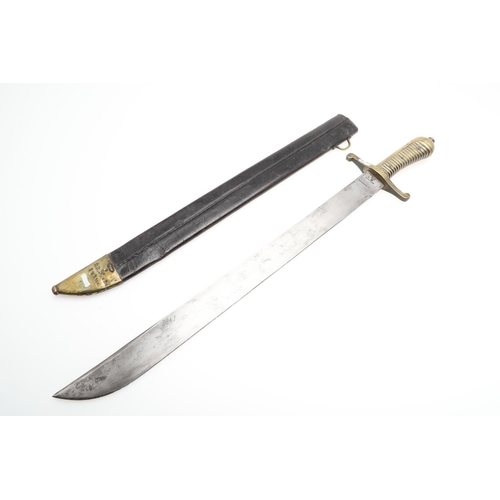 82 - A GERMAN 1845 PATTERN INFANTRY SHORT SWORD AND SCABBARD. With a 47.5cm pointed sharpened single edge... 