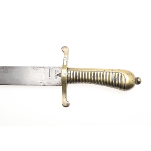 82 - A GERMAN 1845 PATTERN INFANTRY SHORT SWORD AND SCABBARD. With a 47.5cm pointed sharpened single edge... 