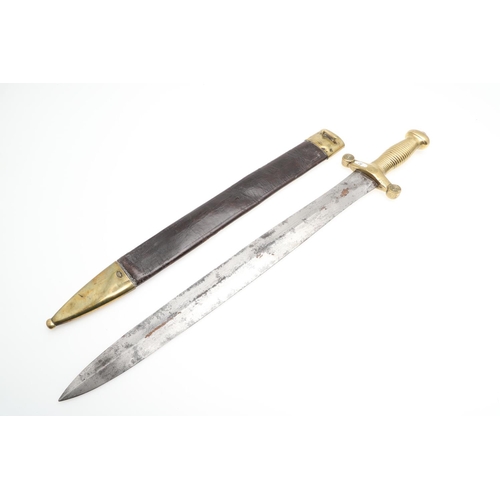 83 - AN 1831 PATTERN FRENCH ARTILLERY SHORT SWORD AND SCABBARD. With a 48cm double edged pointed blade wi... 