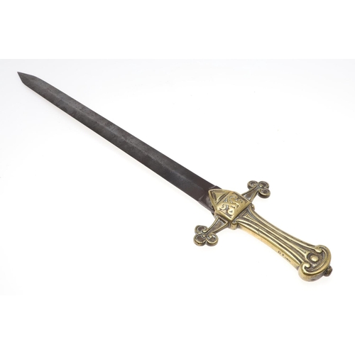 85 - A VICTOIAN 1856 PATTERN MARK 1 DRUMMERS SWORD. With a 45.5cm pointed double edged blade, marked with... 