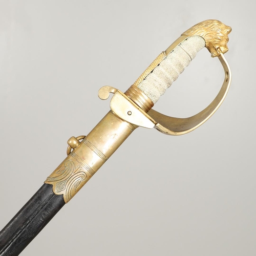 88 - A VICTORIAN ROYAL NAVAL RESERVE OFFICER's  SWORD AND SCABBARD. With an unusually long 81cm blade wit... 