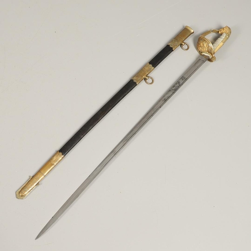 88 - A VICTORIAN ROYAL NAVAL RESERVE OFFICER's  SWORD AND SCABBARD. With an unusually long 81cm blade wit... 