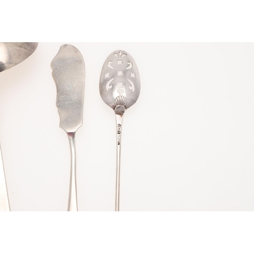 12 - TWO 18TH CENTURY SILVER MOTE SPOONS. one with a shell-back, struck twice with the makers mark 