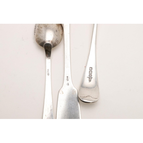 14 - MISCELLANEOUS SILVER FLATWARE. including a set of 7 loose German pastry/ cake forks, two tablespoons... 