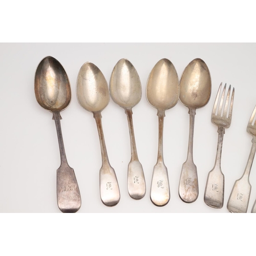 15 - A VICTORIAN PART-CANTEEN OF FIDDLE PATTERN SILVER FLATWARE. comprising of 12 table forks, 10 dessert... 