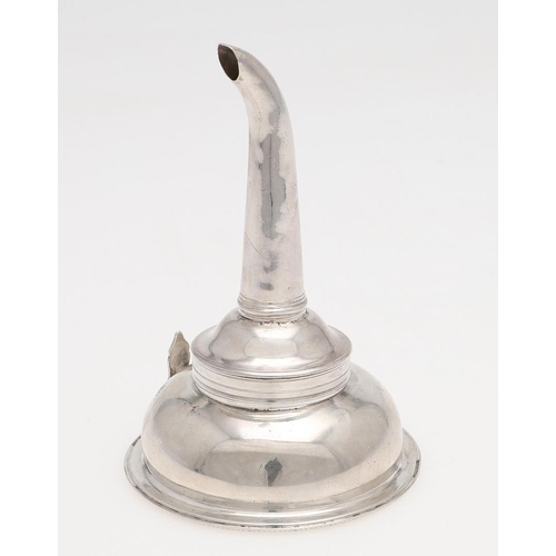 160 - A GEORGE III SILVER WINE FUNNEL, BY HESTER BATEMAN. with a corded border and a tapering spout, Londo... 