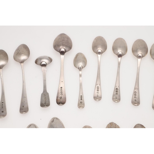 19 - MIXED SILVER TEASPOONS & CONDIMENT SPOONS. including a George III set of 6 teaspoons, by Peter, Ann ... 