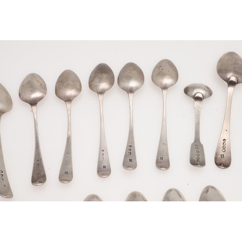 19 - MIXED SILVER TEASPOONS & CONDIMENT SPOONS. including a George III set of 6 teaspoons, by Peter, Ann ... 