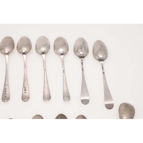 19 - MIXED SILVER TEASPOONS & CONDIMENT SPOONS. including a George III set of 6 teaspoons, by Peter, Ann ... 