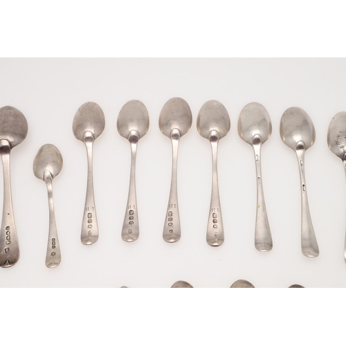 19 - MIXED SILVER TEASPOONS & CONDIMENT SPOONS. including a George III set of 6 teaspoons, by Peter, Ann ... 