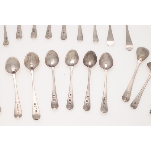 19 - MIXED SILVER TEASPOONS & CONDIMENT SPOONS. including a George III set of 6 teaspoons, by Peter, Ann ... 