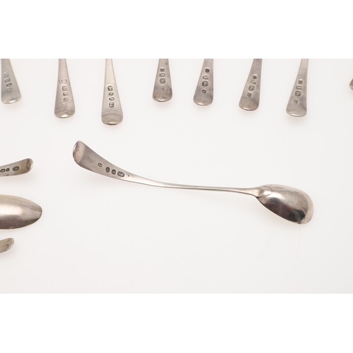 19 - MIXED SILVER TEASPOONS & CONDIMENT SPOONS. including a George III set of 6 teaspoons, by Peter, Ann ... 