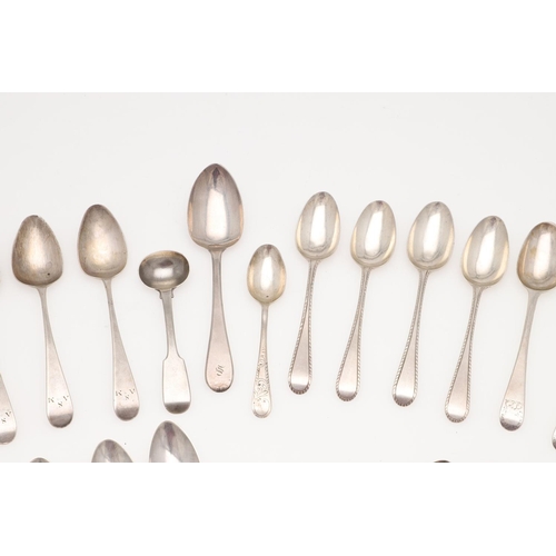 19 - MIXED SILVER TEASPOONS & CONDIMENT SPOONS. including a George III set of 6 teaspoons, by Peter, Ann ... 