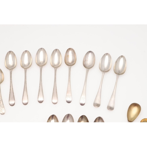 19 - MIXED SILVER TEASPOONS & CONDIMENT SPOONS. including a George III set of 6 teaspoons, by Peter, Ann ... 