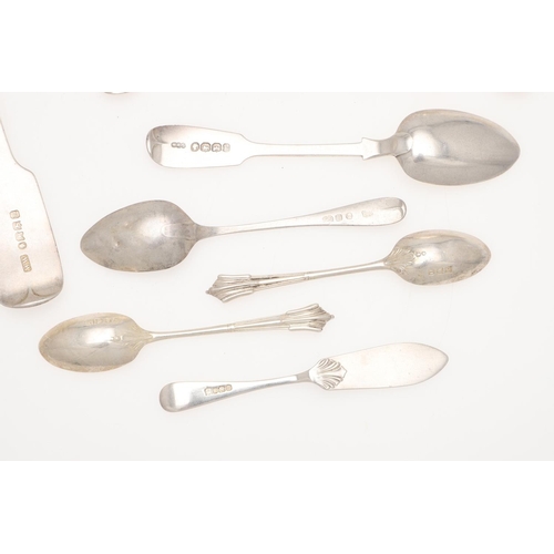 2 - MIXED SILVER FLATWARE. to include a George IV Old English serving spoon, by John Brydie, London 1827... 