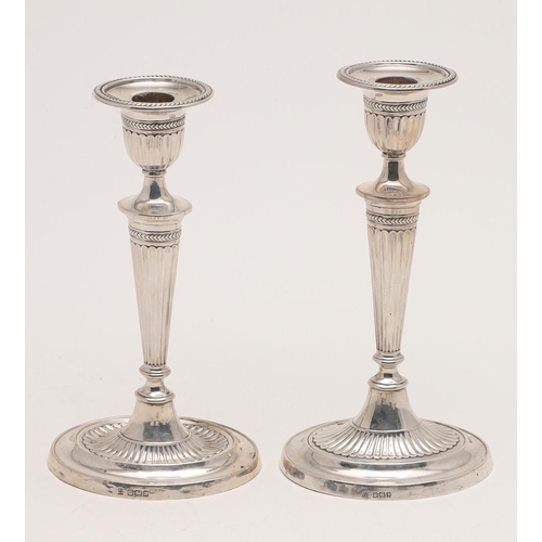 212 - A MIXED LOT OF SILVER. including a pair of Edwardian oval candlesticks (loaded bases), by Fordham & ... 