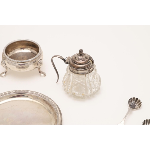 219 - A MIXED LOT OF SILVER. including a George III milk jug, a pair of German small dishes, a pair of Geo... 