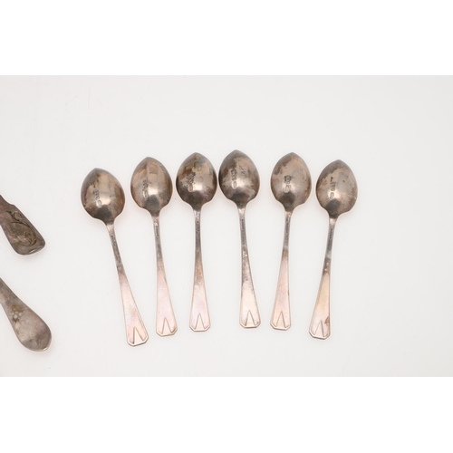 221 - A MIXED LOT OF SILVER. including a George III basting or serving spoon, initialled, by Peter, Ann & ... 