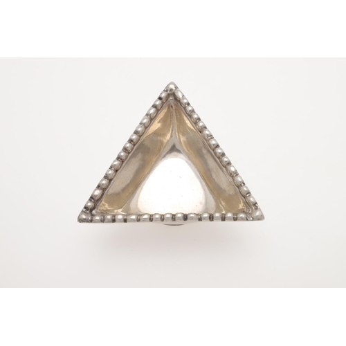 226 - A 20TH CENTURY SCOTTISH SILVER SALT. triangular and initialled 